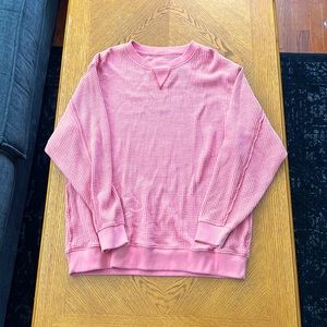 Aerie Waffle Sweater Coral Medium